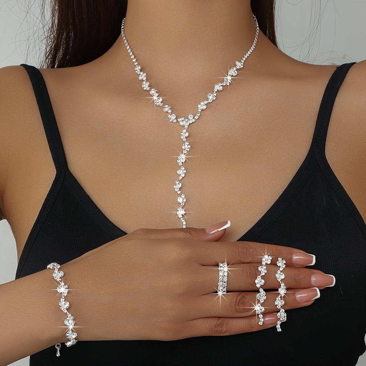 Valerine | High-End Sparkle Flower Jewelry Set